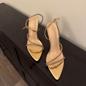 Gold Strappy Women's Heels